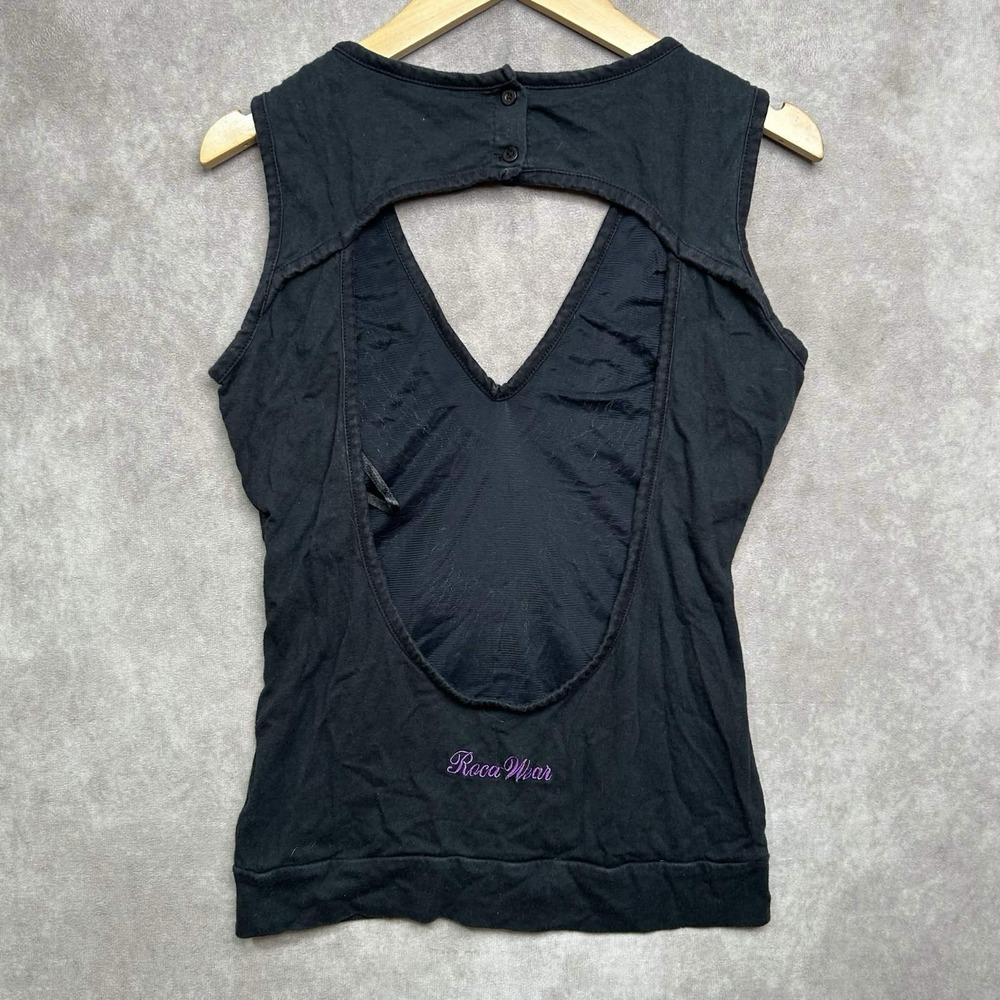 Rockawear Sequin Backless V Neck Tank Shirt Size M Y2K Boho Grunge - Picture 2 of 5